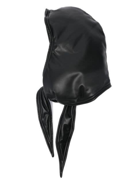 faux-leather tie hood by Y/PROJECT