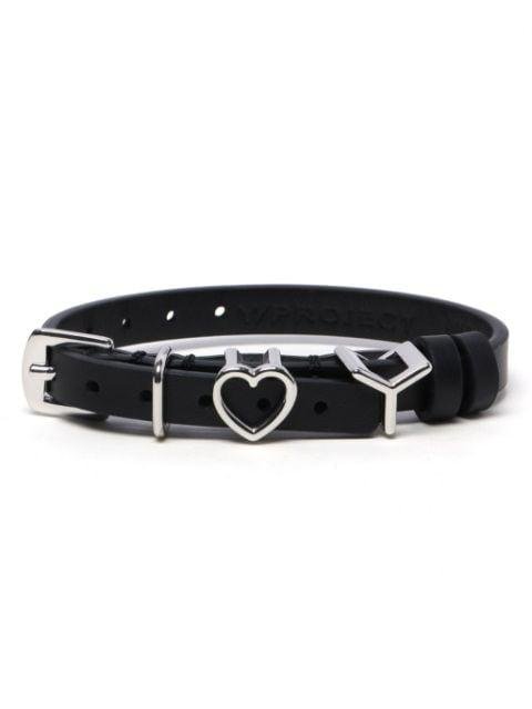 heart-plaque leather choker by Y/PROJECT