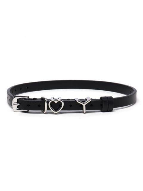 heart-plaque leather choker by Y/PROJECT