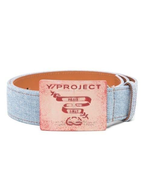 logo-buckle denim belt by Y/PROJECT