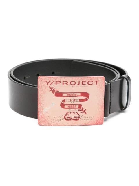 logo-engraved leather belt by Y/PROJECT