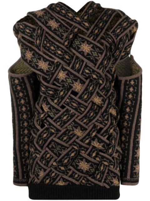 pattern-intarsia knit cut-out jumper by Y/PROJECT