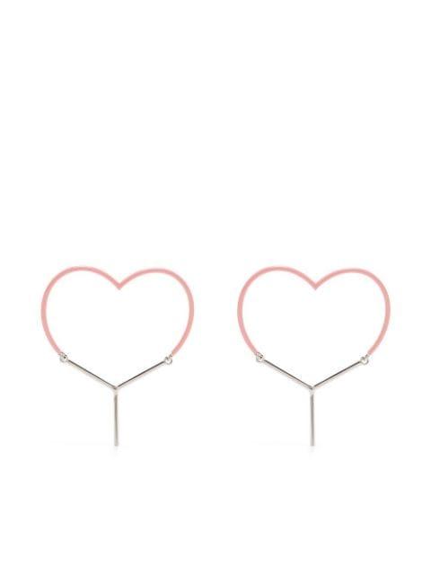 two-tone heart-shape earrings by Y/PROJECT