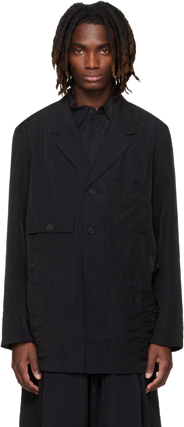 Black Crinkled Viscose Chore Blazer by Y3