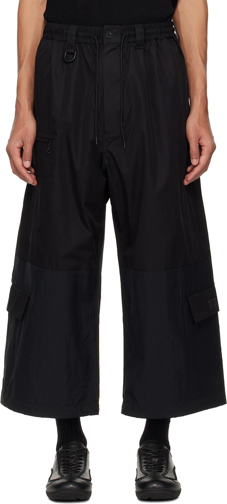 Black Cropped Straight Leg Cargo Pants by Y3