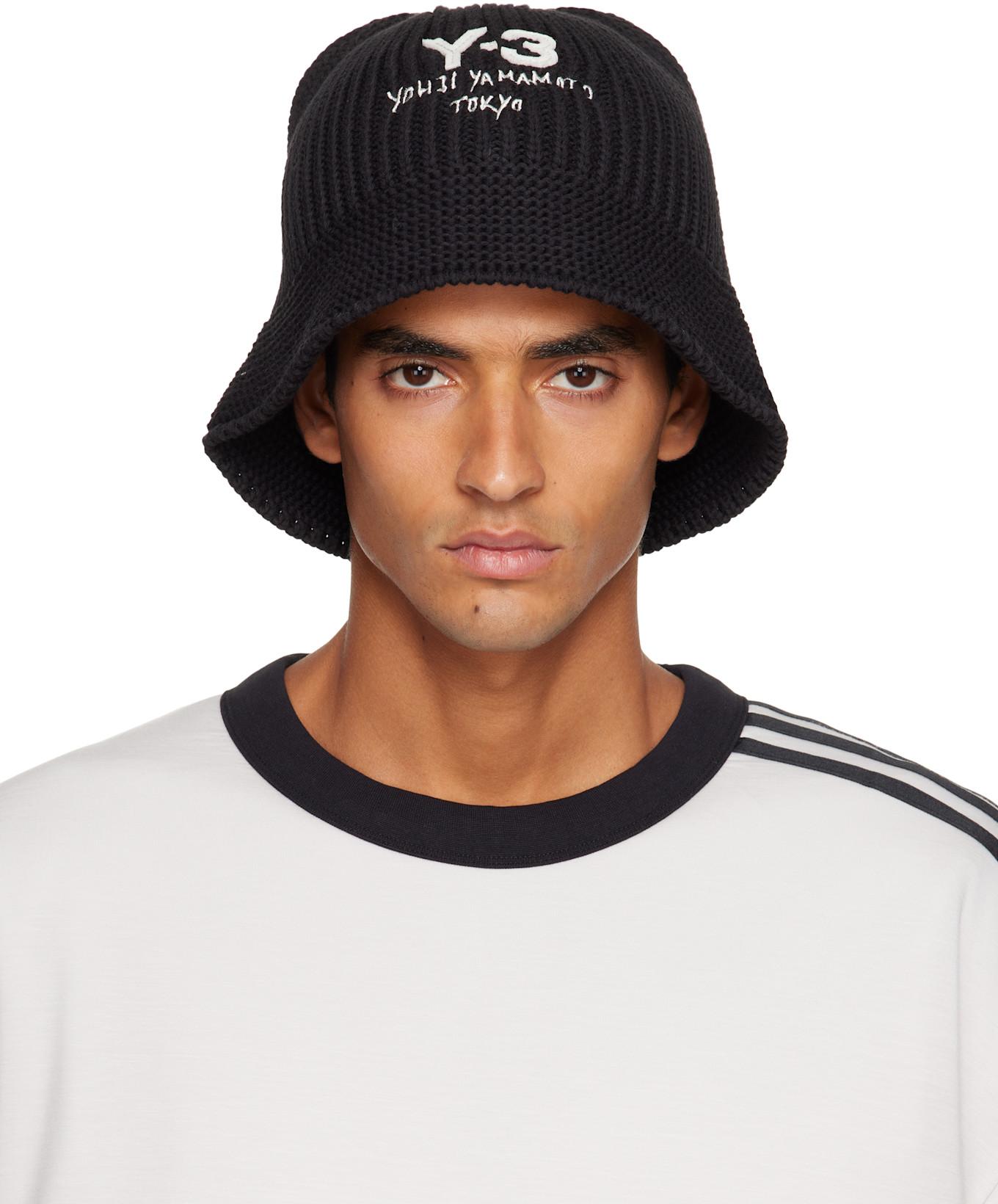 Black Heritage Knit Bucket Hat by Y3