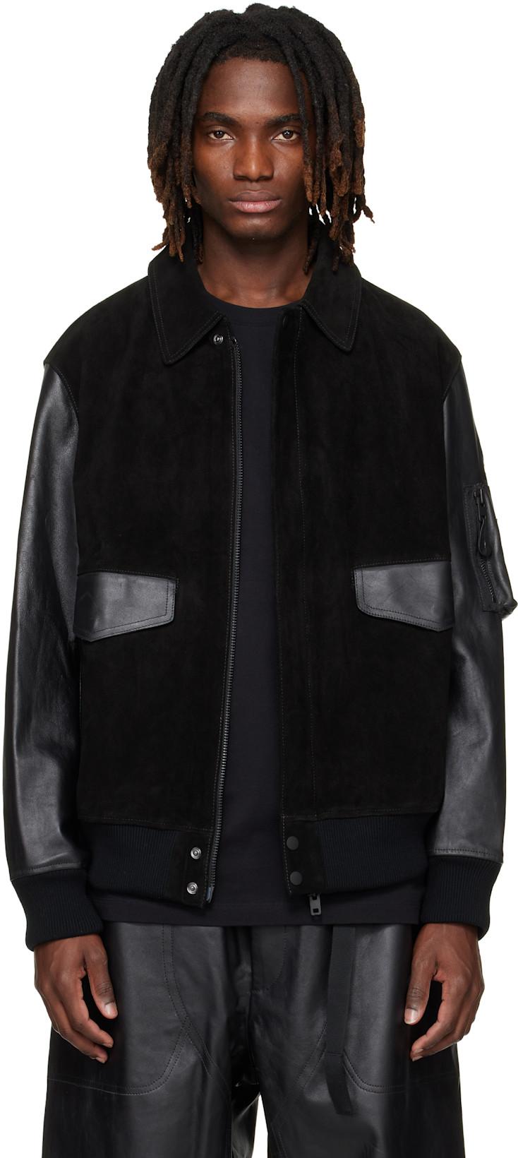 Black Mercedes-AMG F1 Edition Racing Leather Jacket by Y3