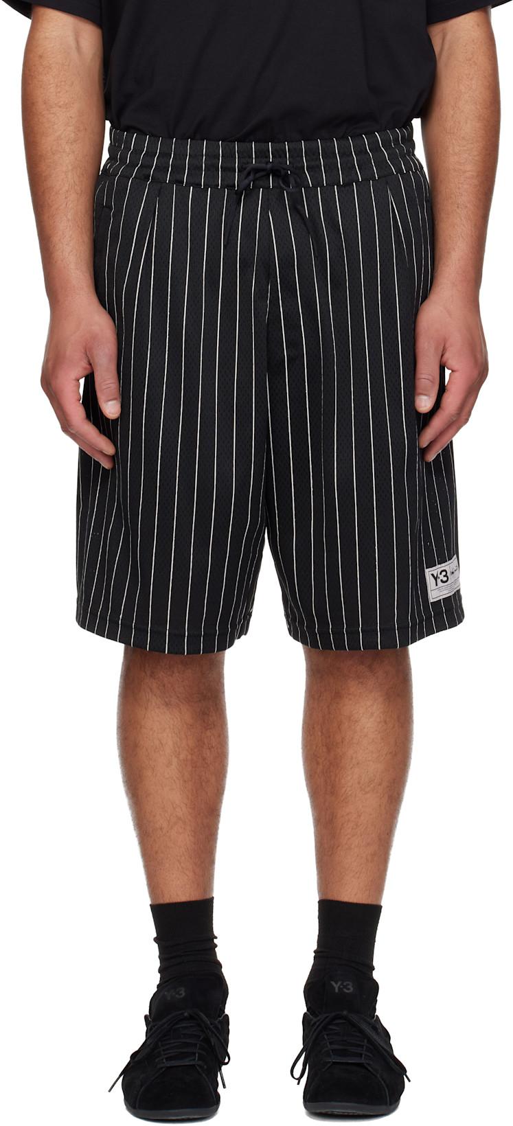 Black Mesh Pinstripe Shorts by Y3