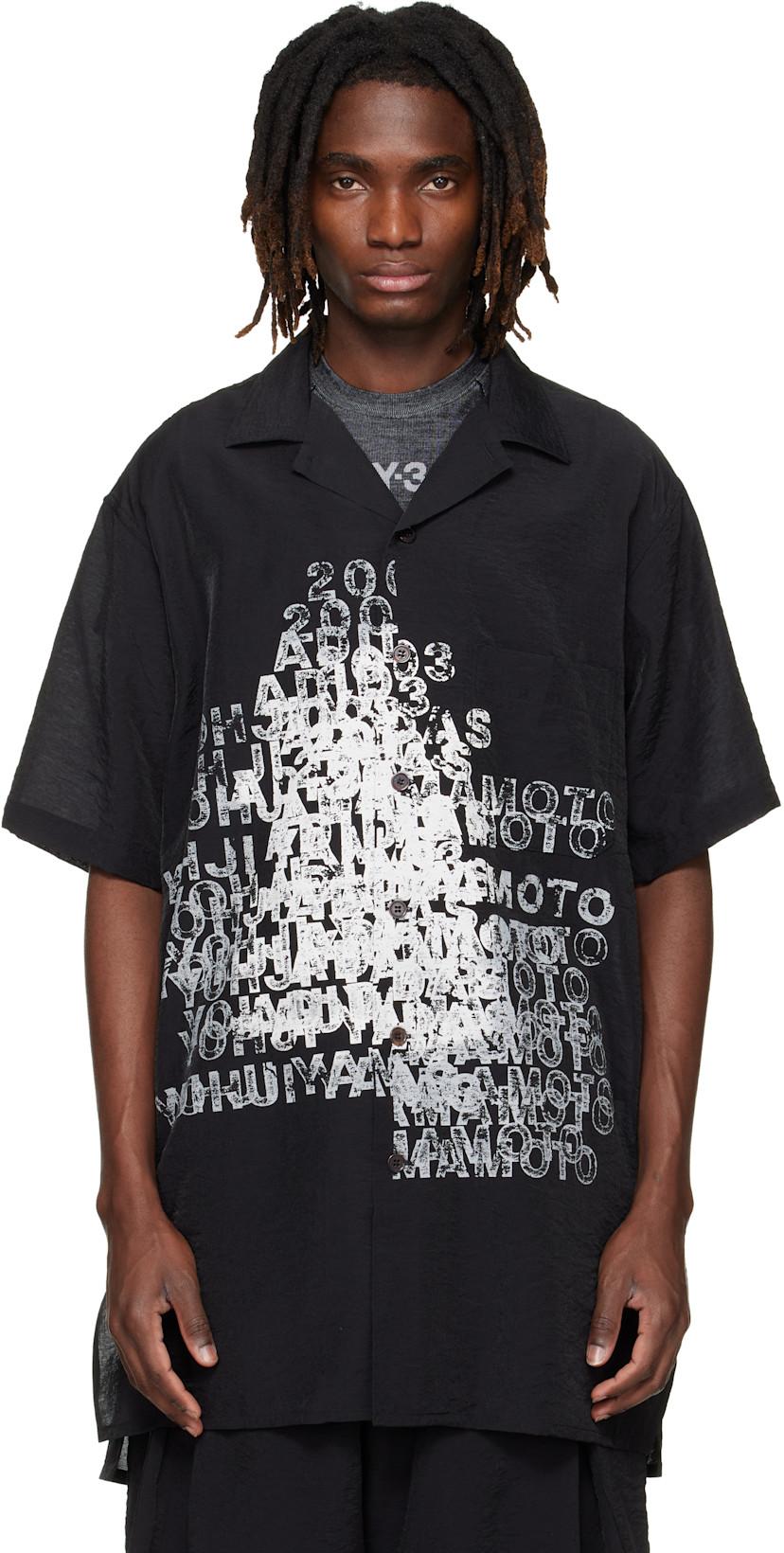 Black Placed Graphic Short Sleeve Long Shirt by Y3