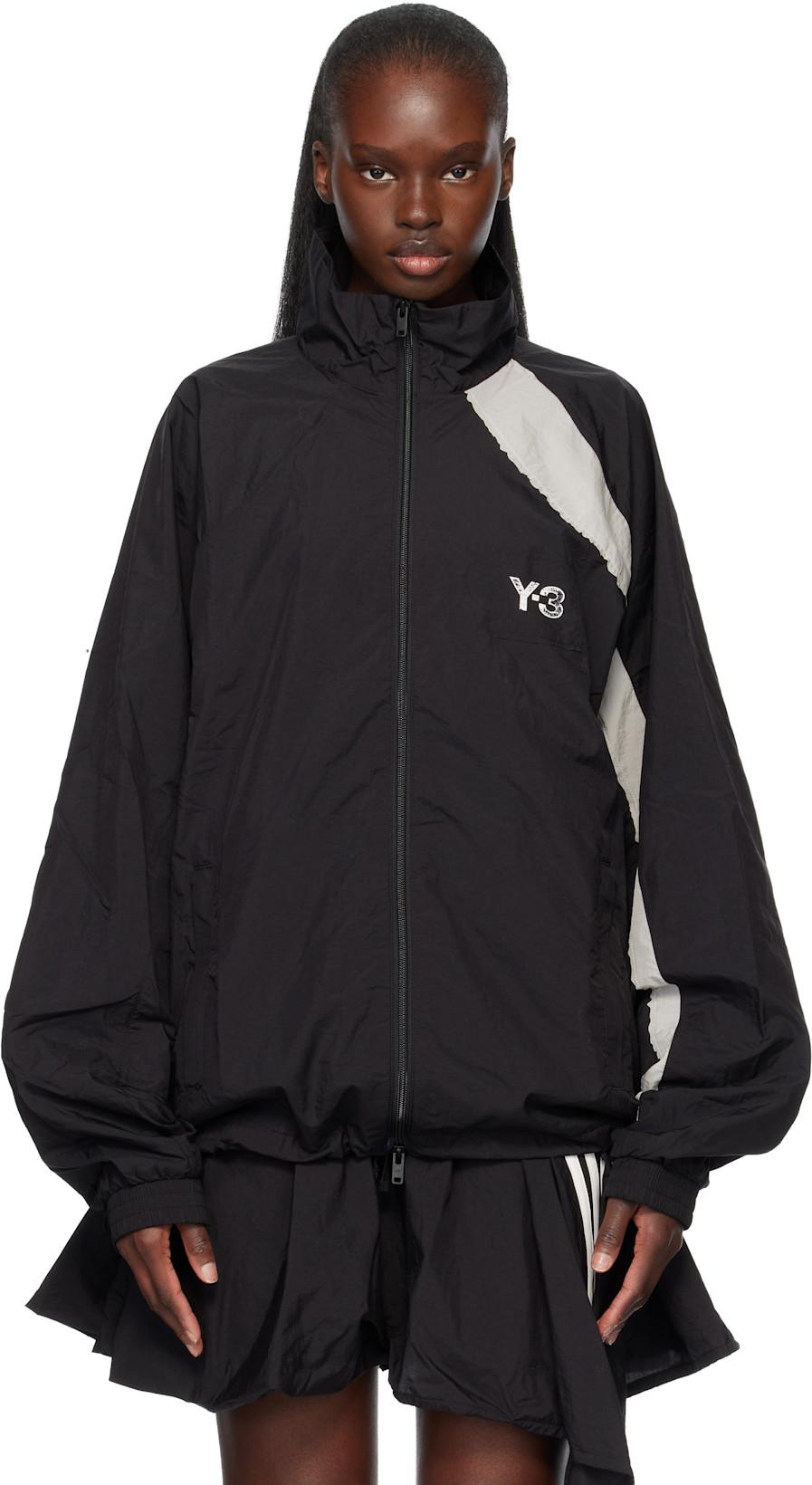 Black Raw Edge 3 Stripes Nylon Shell Jacket by Y3