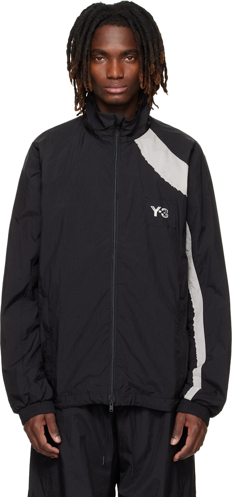 Black Raw Edge 3 Stripes Nylon Shell Jacket by Y3