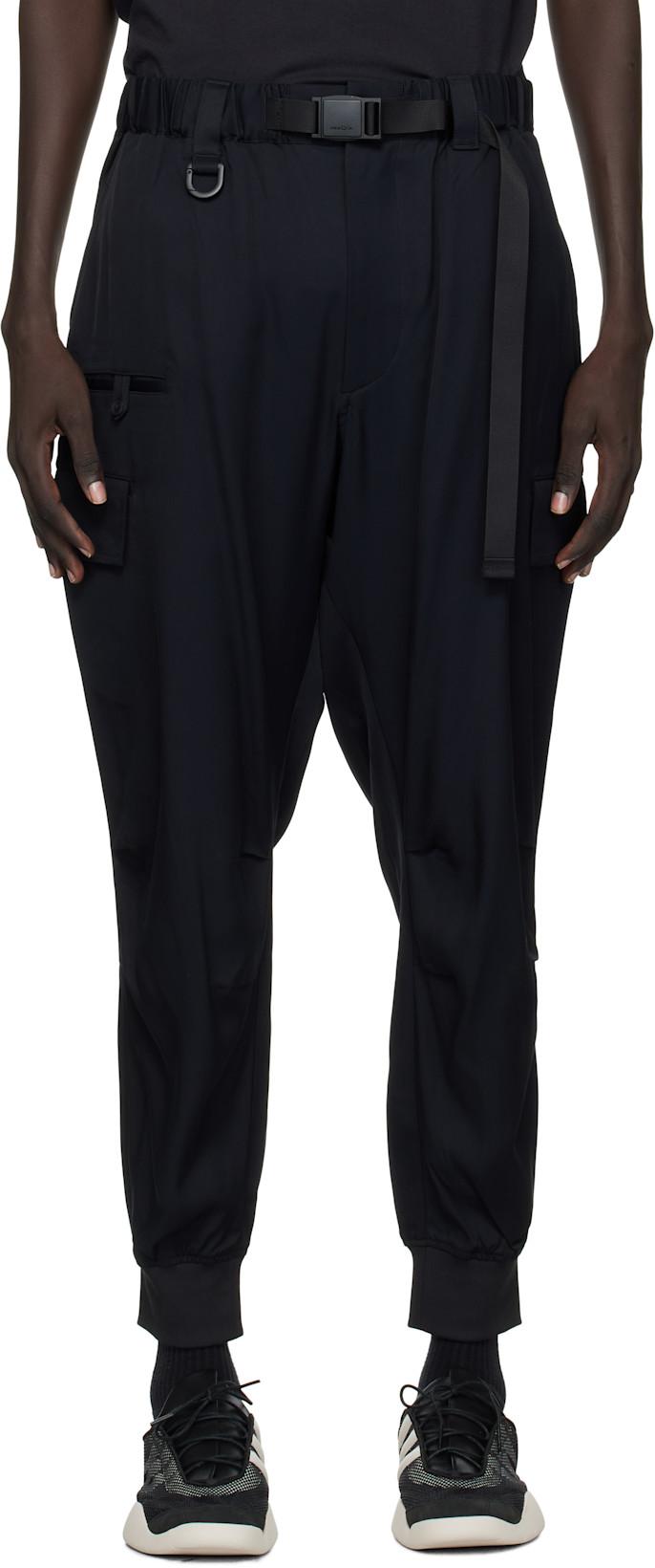 Black Rayon Twill Cuffed Cargo Pants by Y3
