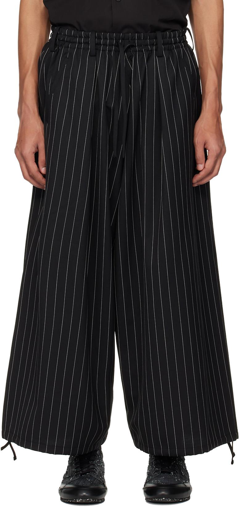Black Refined Wool Cropped Wide Leg Trousers by Y3