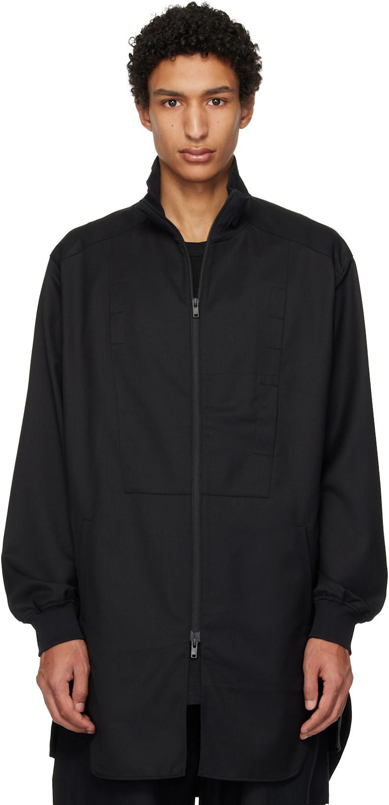Black Refined Wool Long Track Jacket by Y3