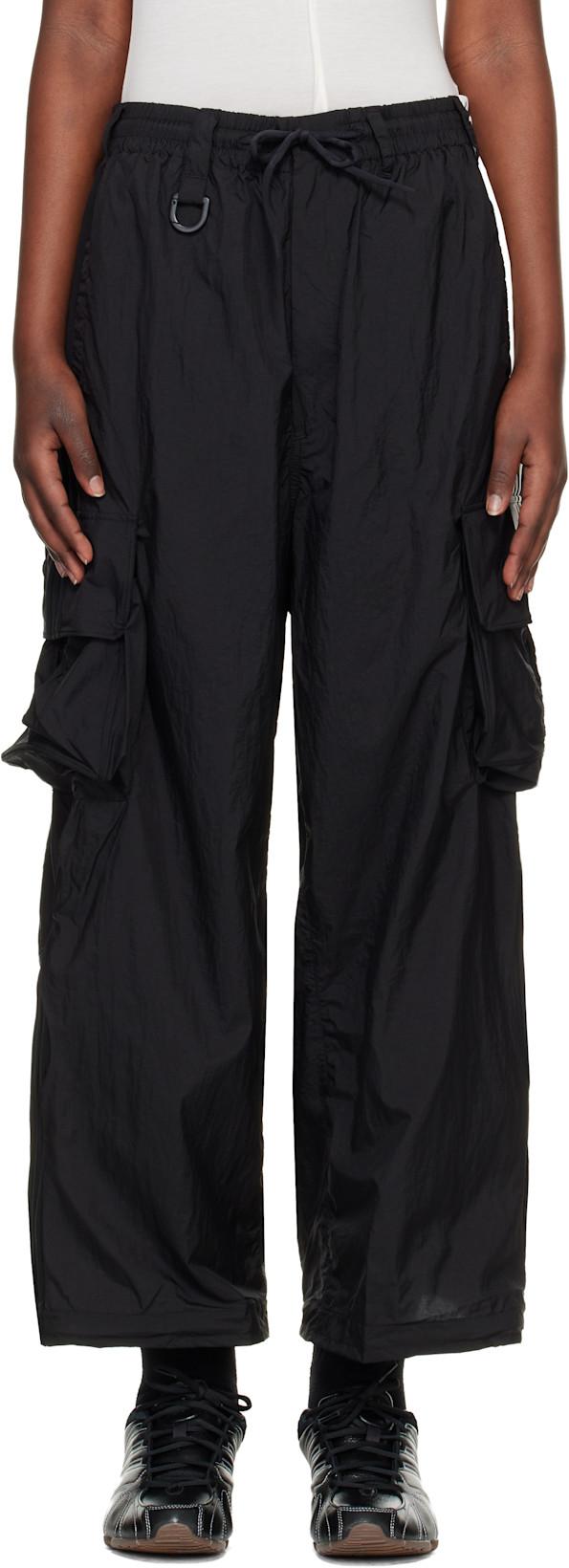 Black 'Y-3' Nylon Wired 3 Stripes Cargo Pants by Y3