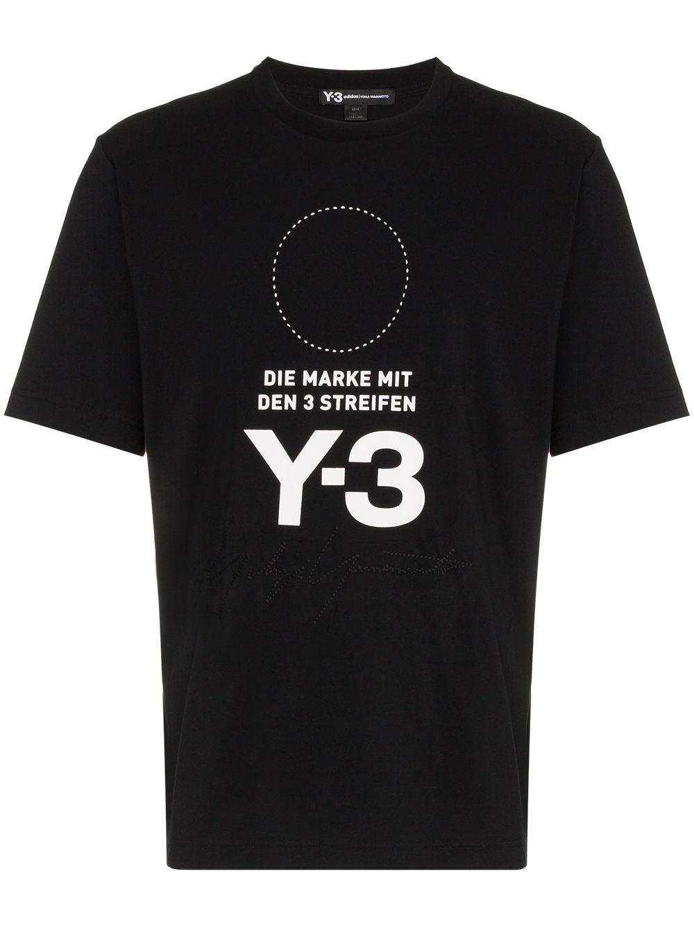 Black logo and circle printed cotton t-shirt by Y3