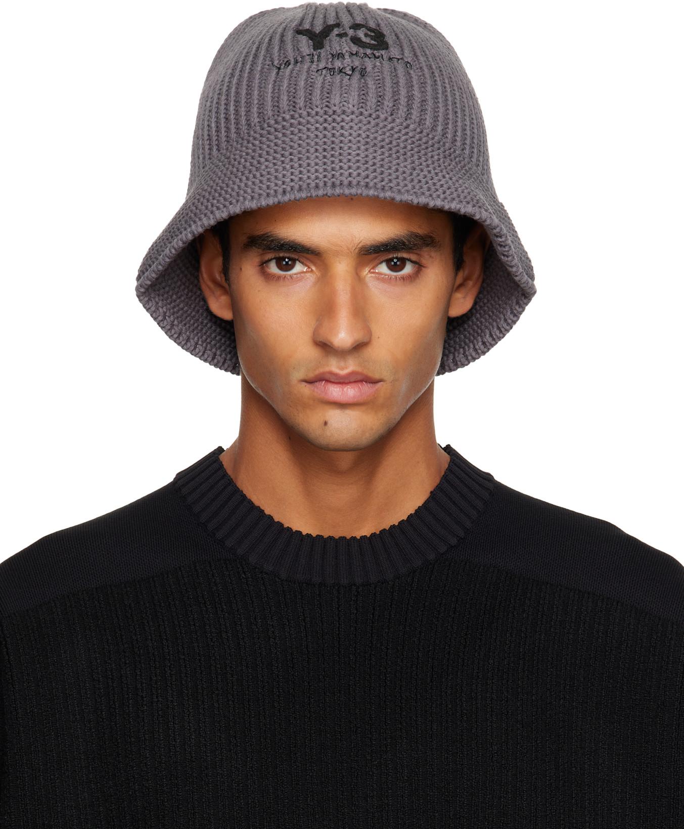 Gray Heritage Knit Bucket Hat by Y3