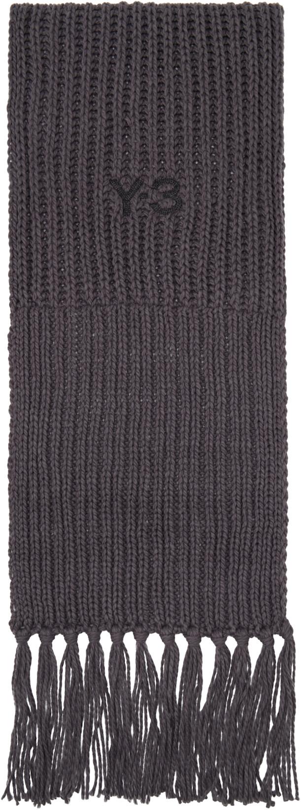 Gray Oversized Chunky Knit Scarf by Y3