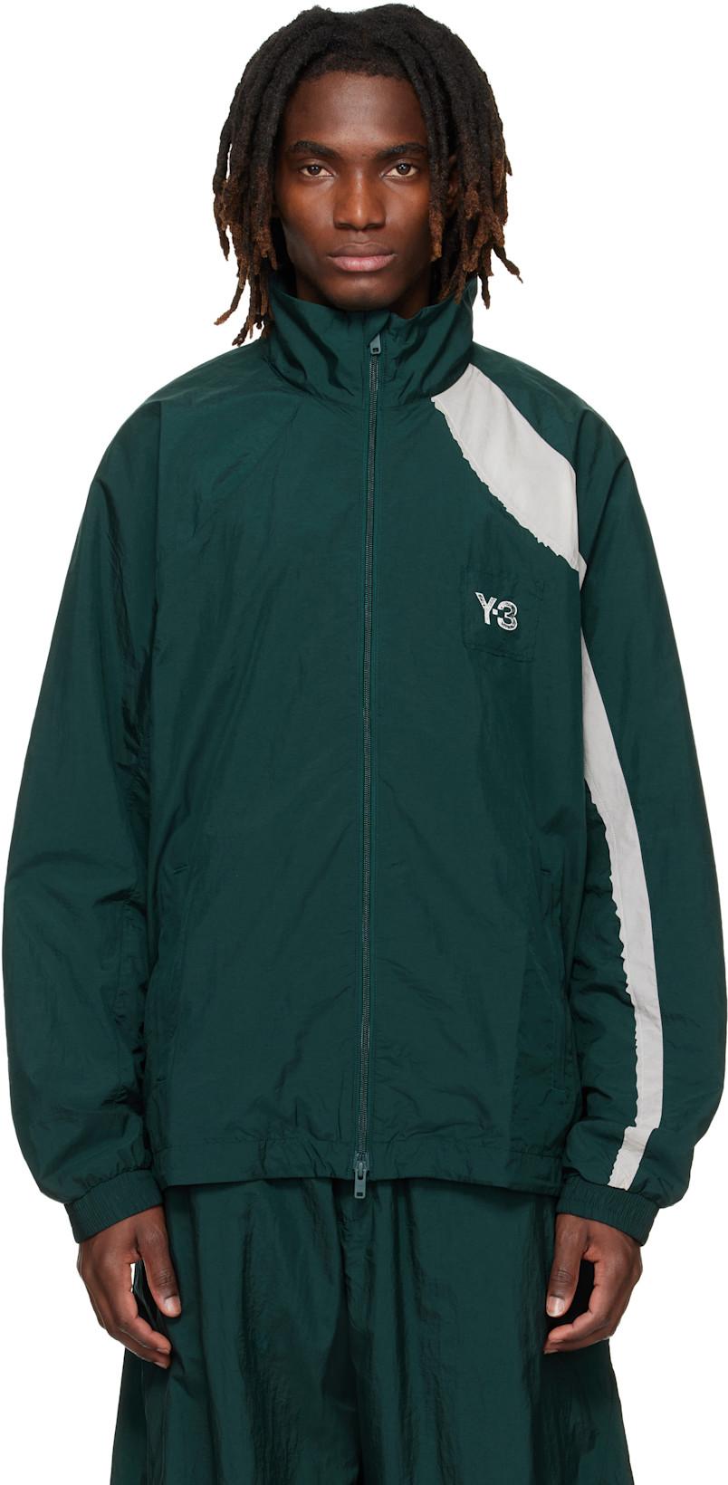 Green Raw Edge 3 Stripes Nylon Shell Jacket by Y3