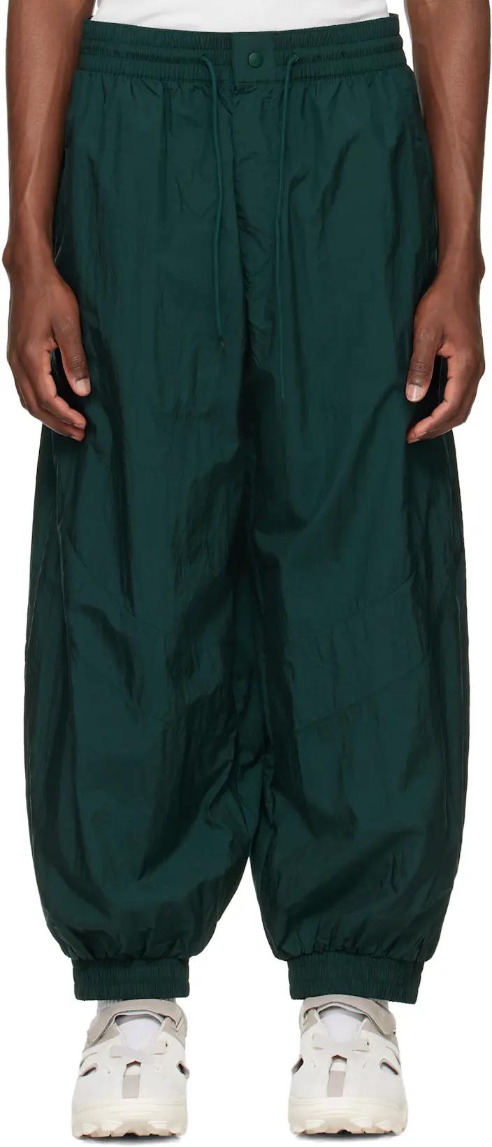 Green Raw Edge 3 Stripes Nylon Shell Track Pants by Y3