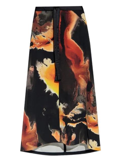abstract-print long skirt by Y3