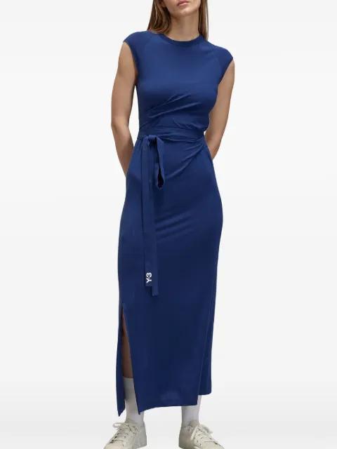 belted stripe-detail dress by Y3