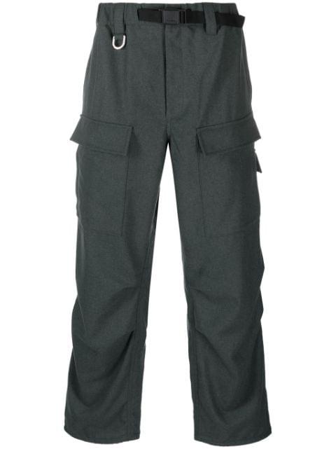 belted-waist straight-leg trousers by Y3