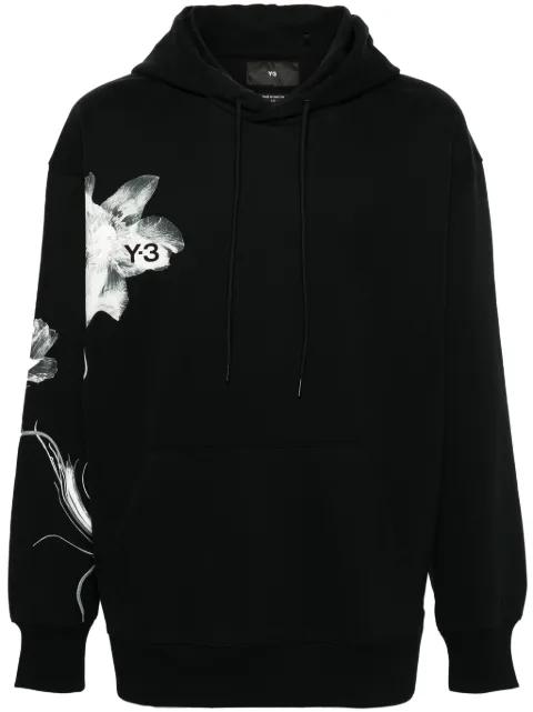floral-print drawstring hoodie by Y3