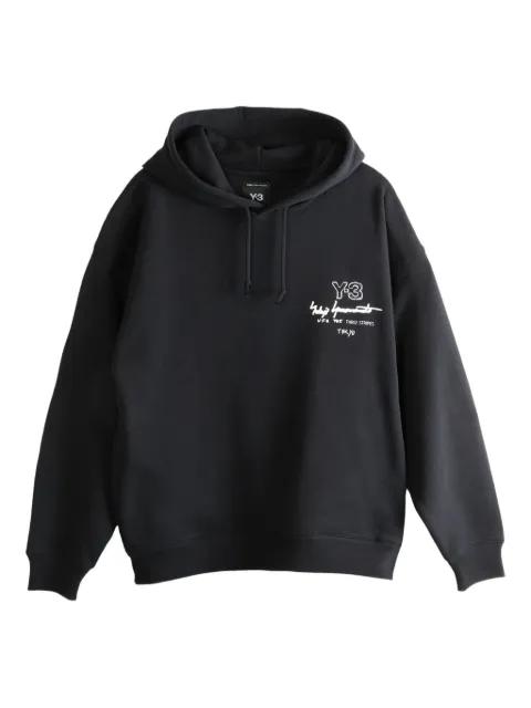 logo-print hoodie by Y3