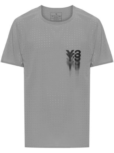 logo-print perforated T-shirt by Y3