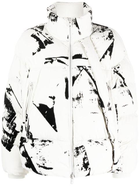 paint splatter-print puffer jacket by Y3