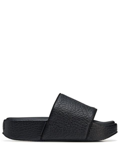 pebbled open-toe slides by Y3
