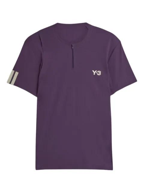 zip-neck panelled T-shirt by Y3