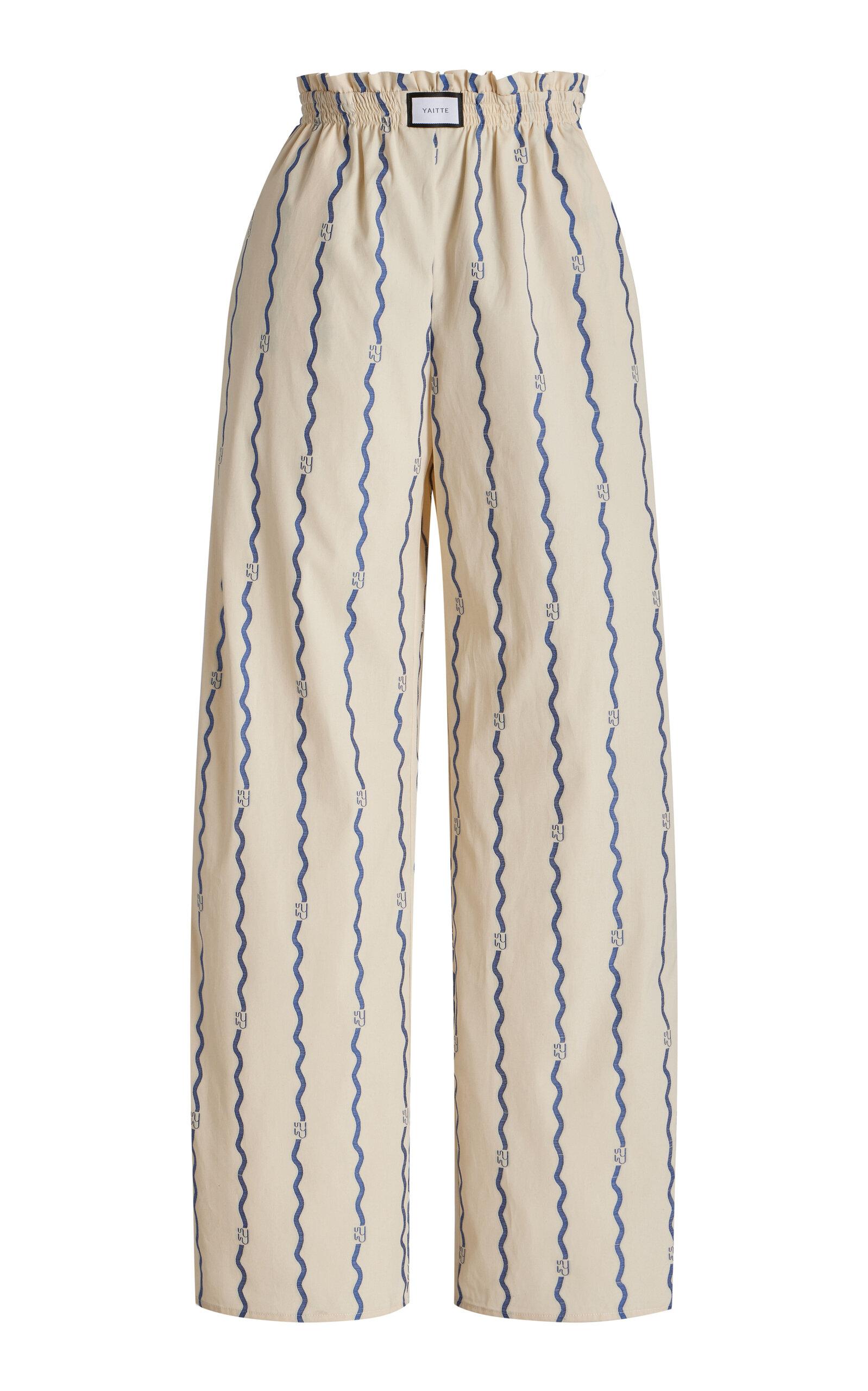YAITTE Janeiro Wave-Patterned Cotton Fil Coupé Trousers -oda Operandi by YAITTE