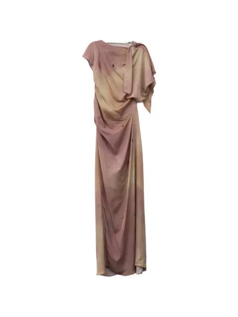 draped maxi silk dress by YANGKEHAN