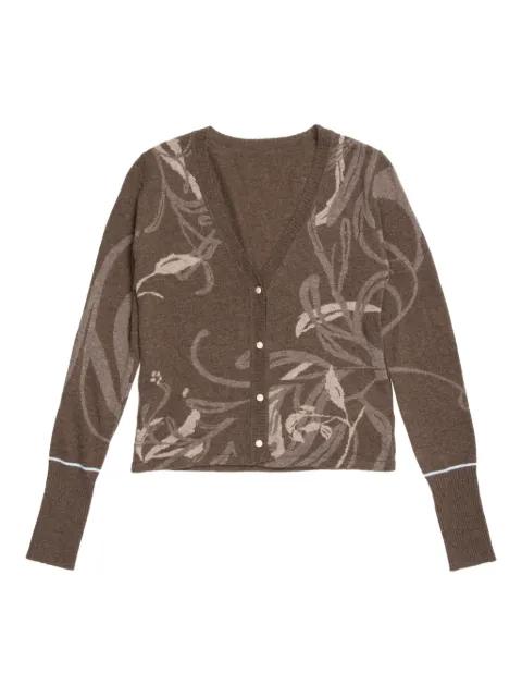 floral-print buttoned cardigan by YANGKEHAN