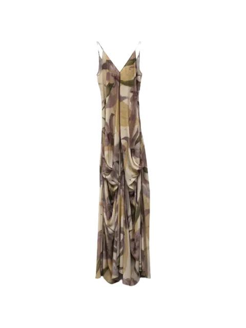 maxi draped floral-print dress by YANGKEHAN