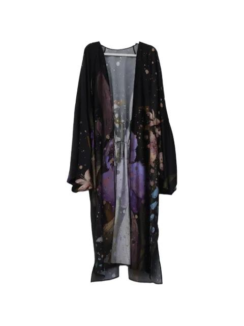 maxi floral-print silk robe by YANGKEHAN
