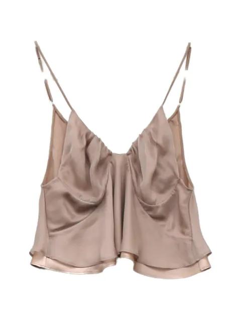 silk layered-hem top by YANGKEHAN