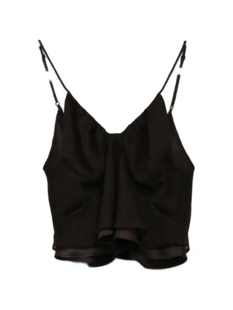 silk-satin draped top by YANGKEHAN