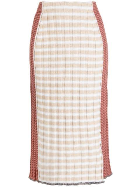 check-print knitted skirt by YANYAN KNITS