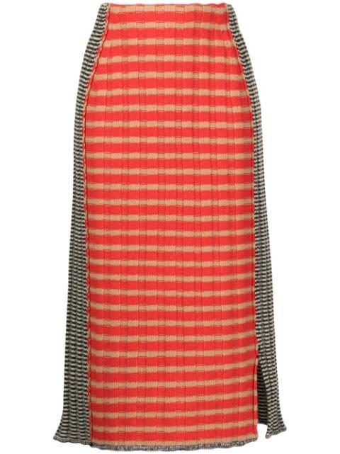check-print knitted skirt by YANYAN KNITS