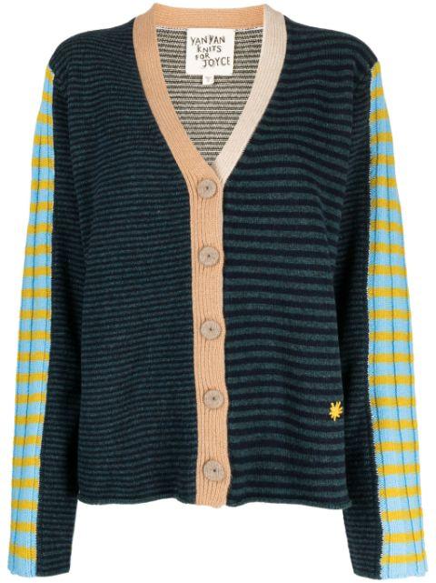 logo-embroidered V-neck cardigan by YANYAN KNITS