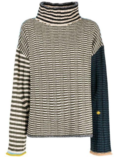logo-embroidered roll neck jumper by YANYAN KNITS