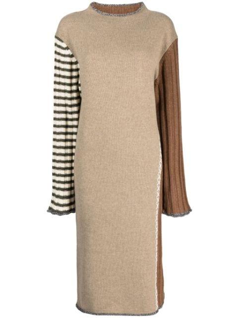 long-sleeve knitted midi dress by YANYAN KNITS