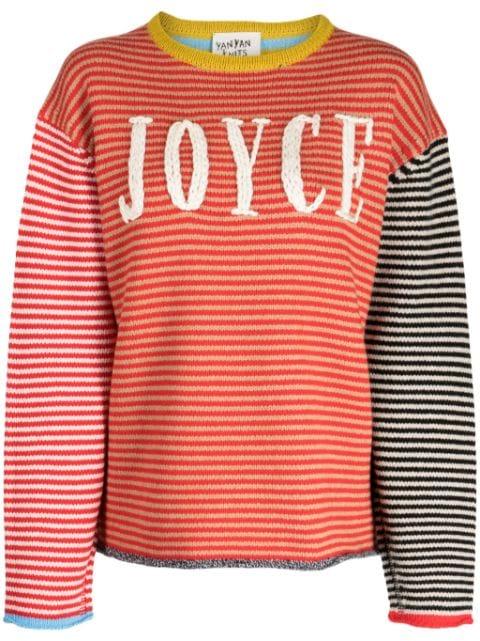 stripe-pattern drop-shoulder jumper by YANYAN KNITS