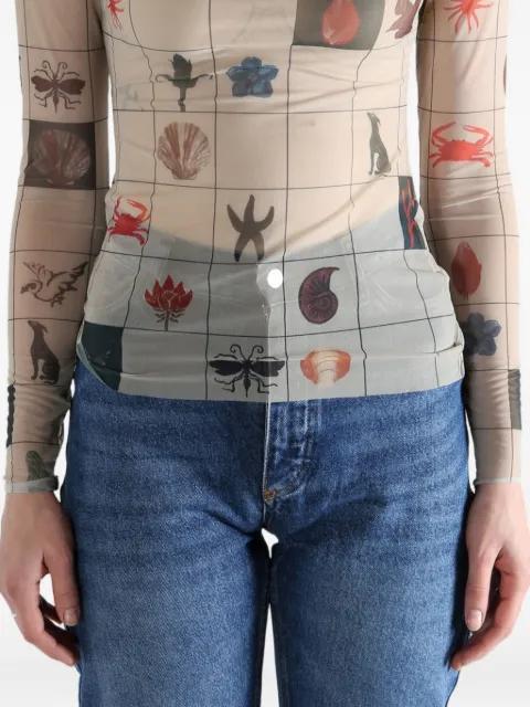 printed grid top by YASSMIN SALEH