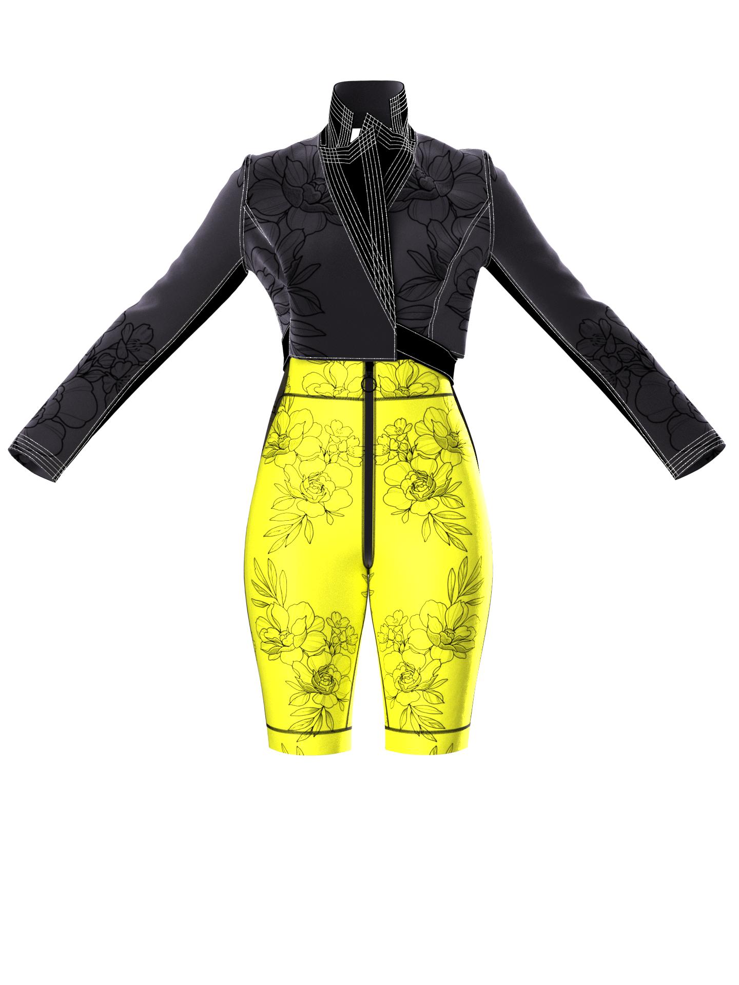 OLIVIA BIKER SHORT AND VELVET JACKET SET by YB OLIVIA BIKER SHORT AND VELVET JACKET SET by YB