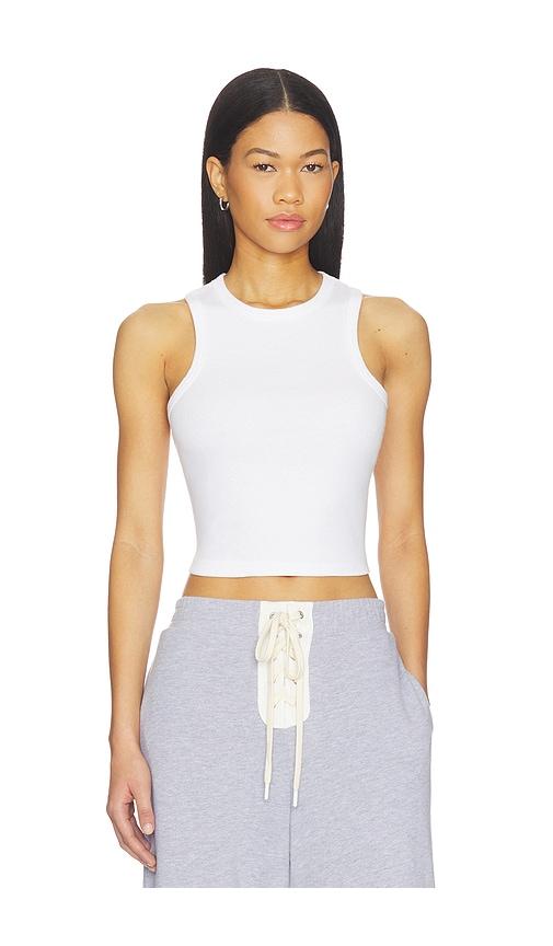 YEAR OF OURS Racer Crop Tank Top in White by YEAR OF OURS