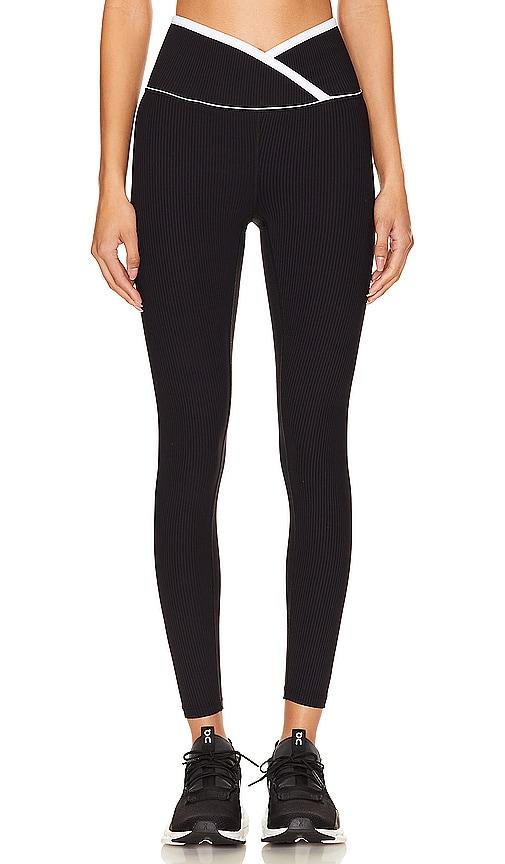 YEAR OF OURS Ribbed Two Tone Veronica Legging in Black by YEAR OF OURS